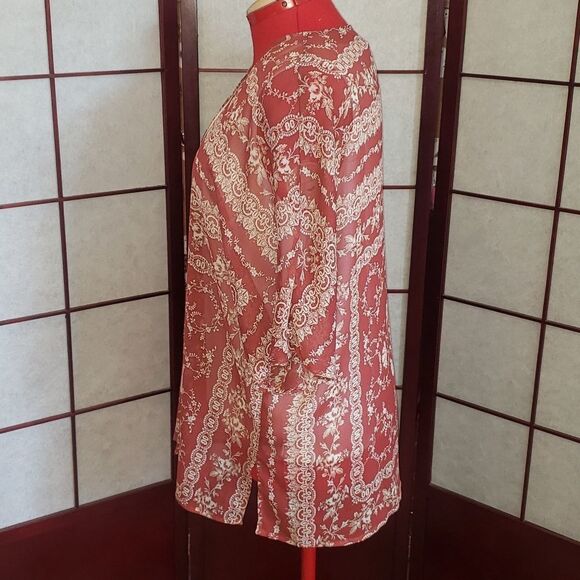 Christopher & Banks Open-faced Floral Designed Transparent Cardigan - Picture 7 of 8